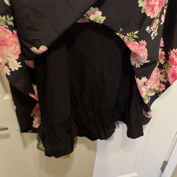 EUC Forever 21 S Backless Keyhole Black and Pink Floral A-Line Dress - Picture 5 of 6